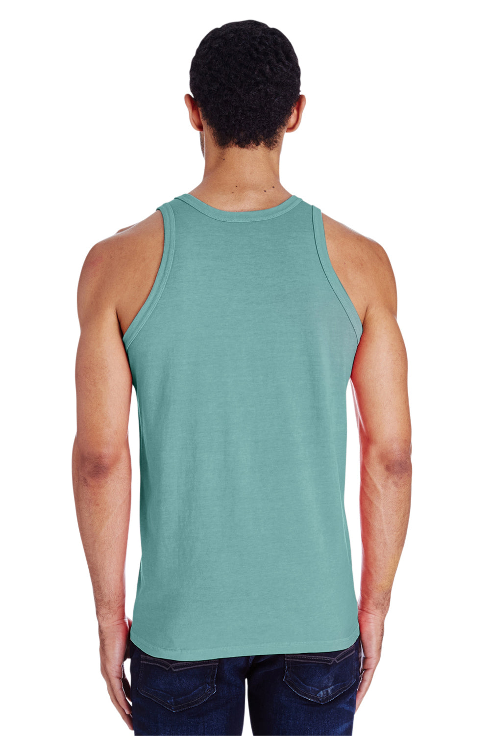 ComfortWash By Hanes GDH300 Mens Tank Top Cypress Green Model Back