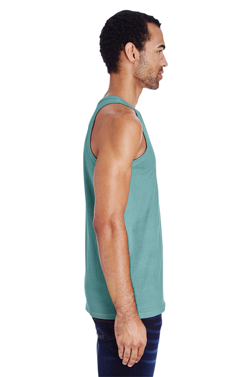 ComfortWash By Hanes GDH300 Mens Tank Top Cypress Green Model Side