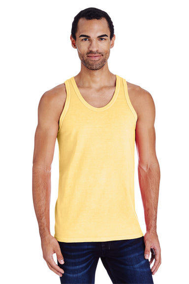 ComfortWash By Hanes GDH300 Mens Tank Top Summer Squash Yellow Model Front