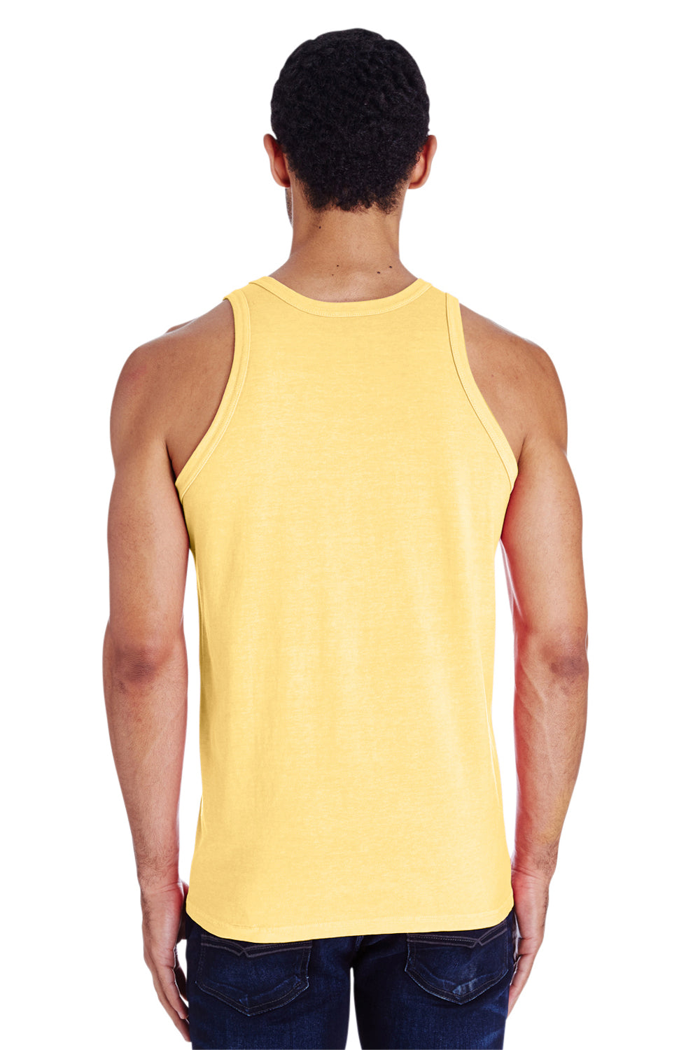 ComfortWash By Hanes GDH300 Mens Tank Top Summer Squash Yellow Model Back