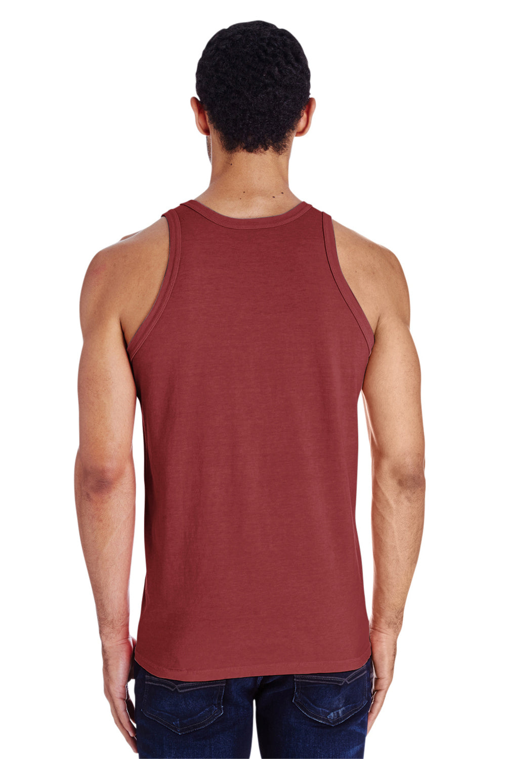 ComfortWash By Hanes GDH300 Mens Tank Top Cayenne Red Model Back