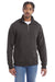 ComfortWash By Hanes GDH425 Mens 1/4 Zip Sweatshirt Railroad Grey Model Front