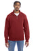 ComfortWash By Hanes GDH425 Mens 1/4 Zip Sweatshirt Cayenne Red Model Front