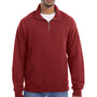 ComfortWash By Hanes Mens 1/4 Zip Sweatshirt - Cayenne Red