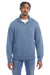 ComfortWash By Hanes GDH425 Mens 1/4 Zip Sweatshirt Saltwater Blue Model Front