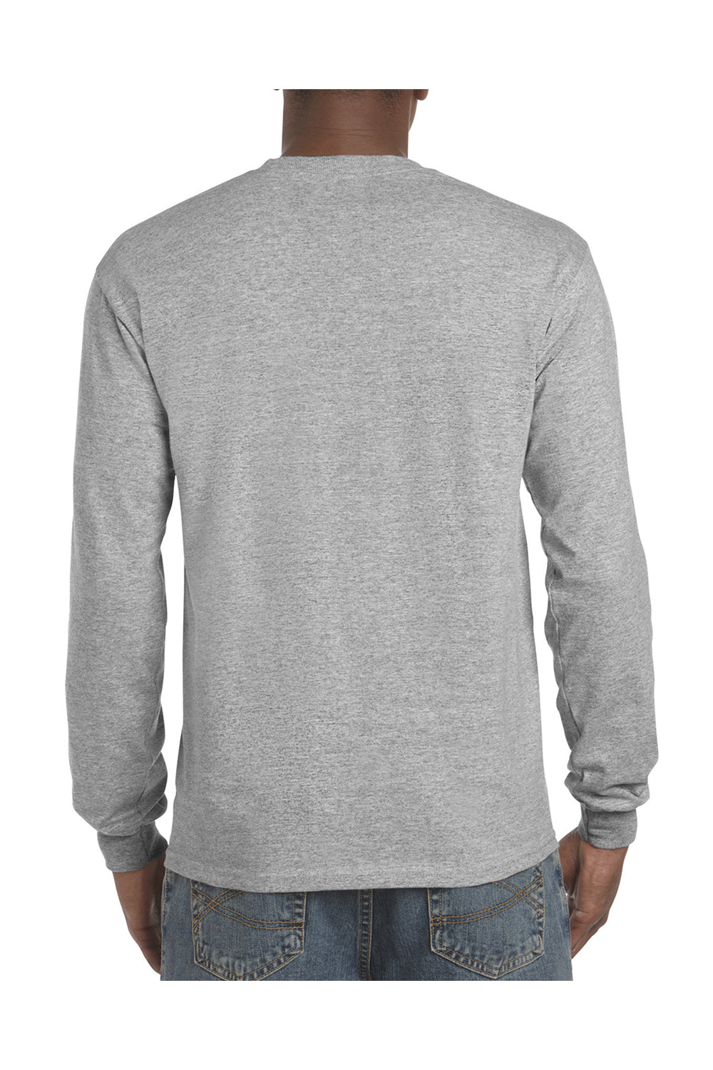 Gildan H400 Mens Hammer Long Sleeve Crewneck T-Shirt Sport Grey Model Back