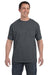 Hanes 5590/H5590 Mens ComfortSoft Short Sleeve Crewneck T-Shirt w/ Pocket Heather Charcoal Grey Model Front