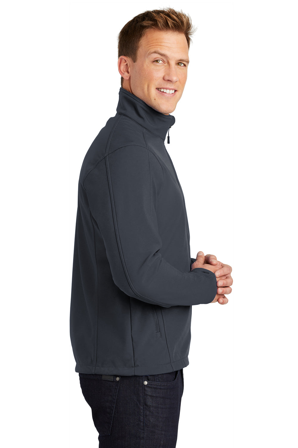 Port Authority J317/TLJ317 Mens Core Wind & Water Resistant Full Zip Jacket Battleship Grey Model Side