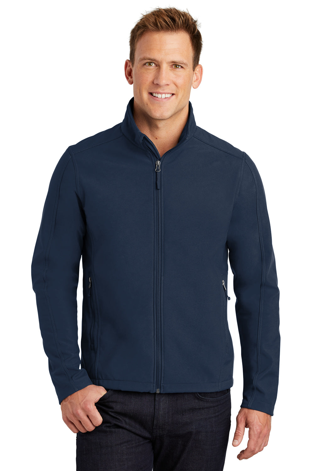 Port Authority J317/TLJ317 Mens Core Wind & Water Resistant Full Zip Jacket Dress Navy Blue Model Front