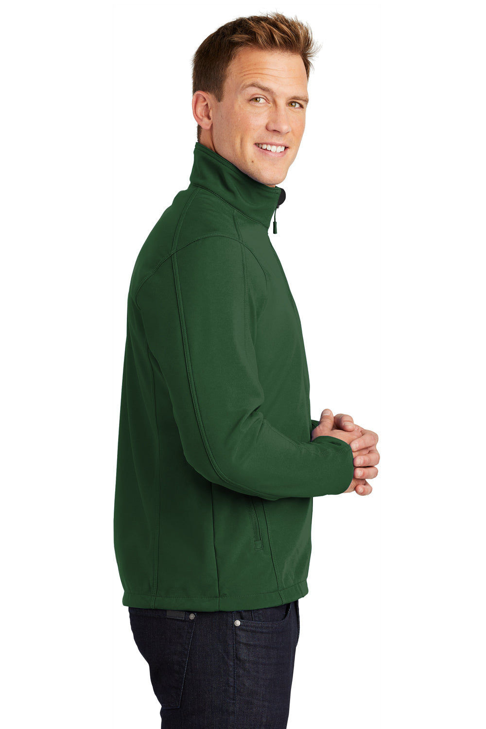 Port Authority J317/TLJ317 Mens Core Wind & Water Resistant Full Zip Jacket Forest Green Model Side