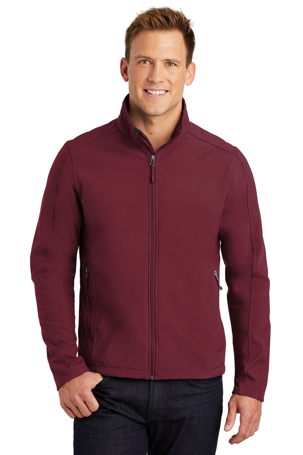 Port Authority J317/TLJ317 Mens Core Wind & Water Resistant Full Zip Jacket Maroon Model Front