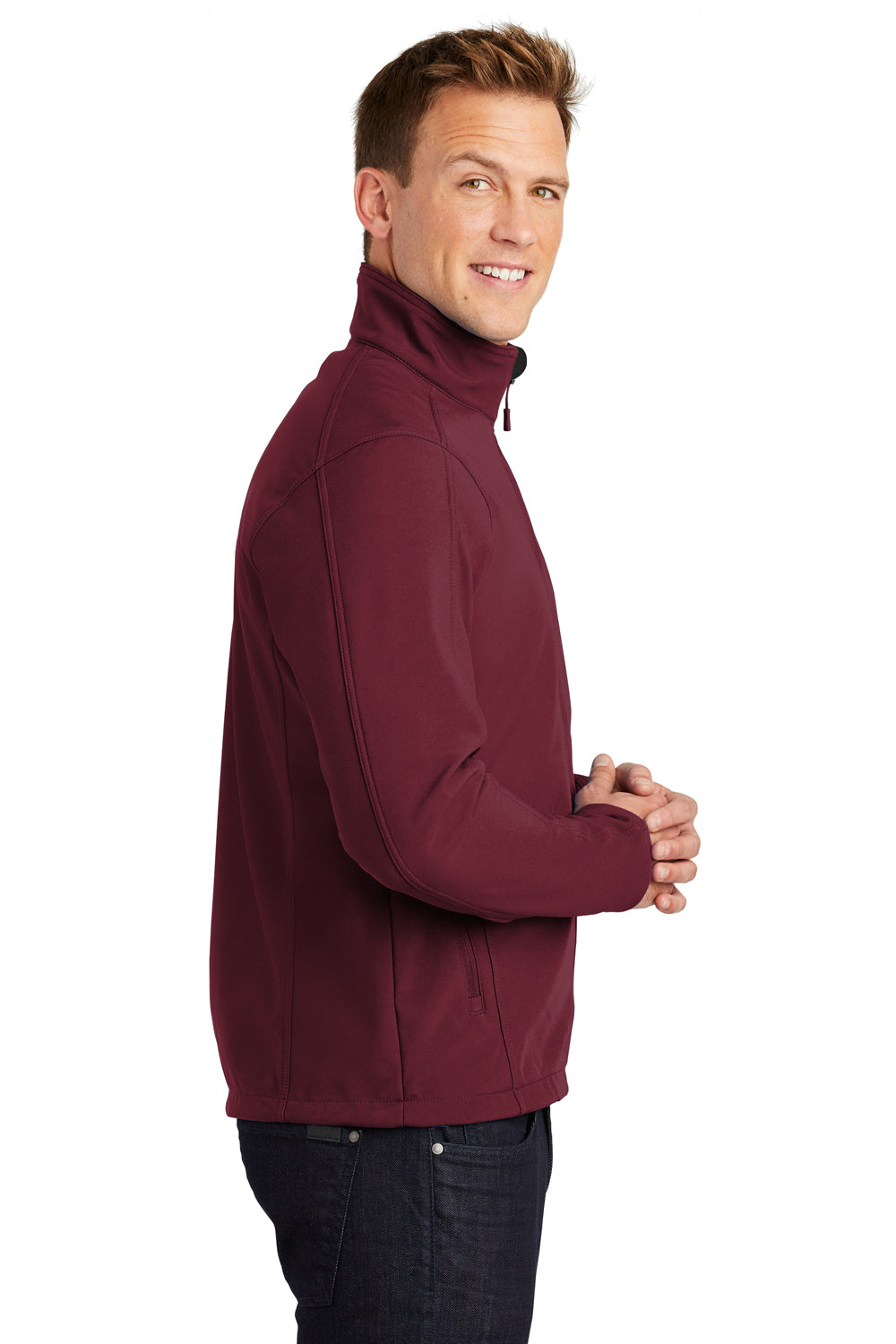 Port Authority J317/TLJ317 Mens Core Wind & Water Resistant Full Zip Jacket Maroon Model Side