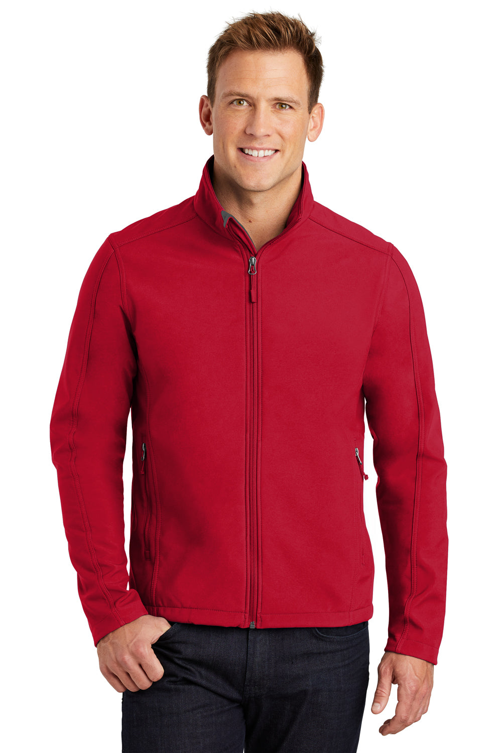 Port Authority J317/TLJ317 Mens Core Wind & Water Resistant Full Zip Jacket Rich Red Model Front