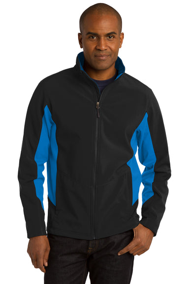 Port Authority J318/TLJ318 Mens Core Wind & Water Resistant Full Zip Jacket Black/Imperial Blue Model Front