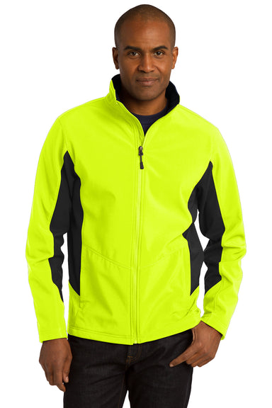 Port Authority J318/TLJ318 Mens Core Wind & Water Resistant Full Zip Jacket Safety Yellow/Black Model Front