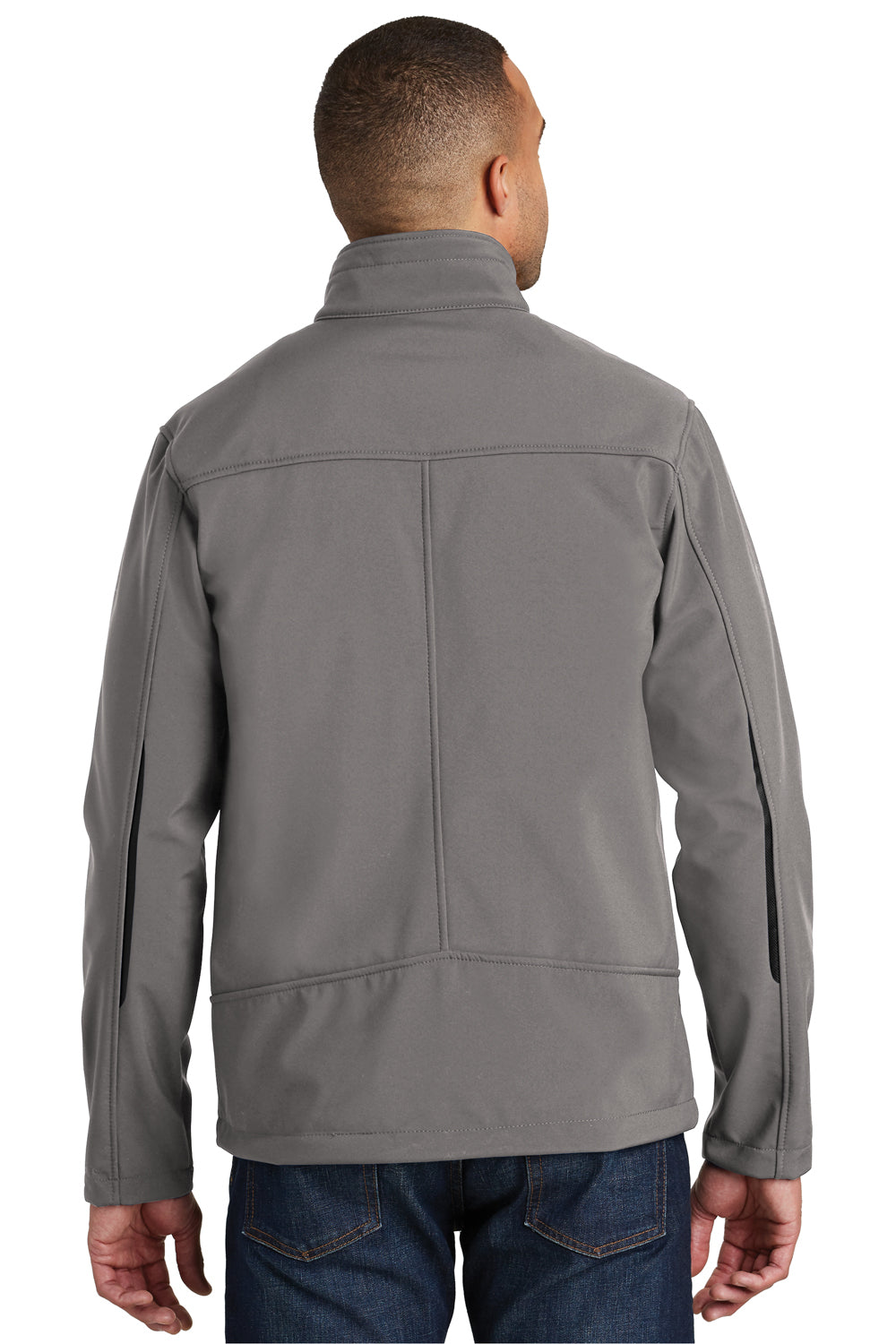 Port Authority J324 Mens Welded Wind & Water Resistant Full Zip Jacket Deep Smoke Grey Model Back