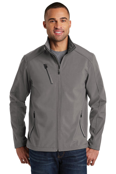 Port Authority J324 Mens Welded Wind & Water Resistant Full Zip Jacket Deep Smoke Grey Model Front