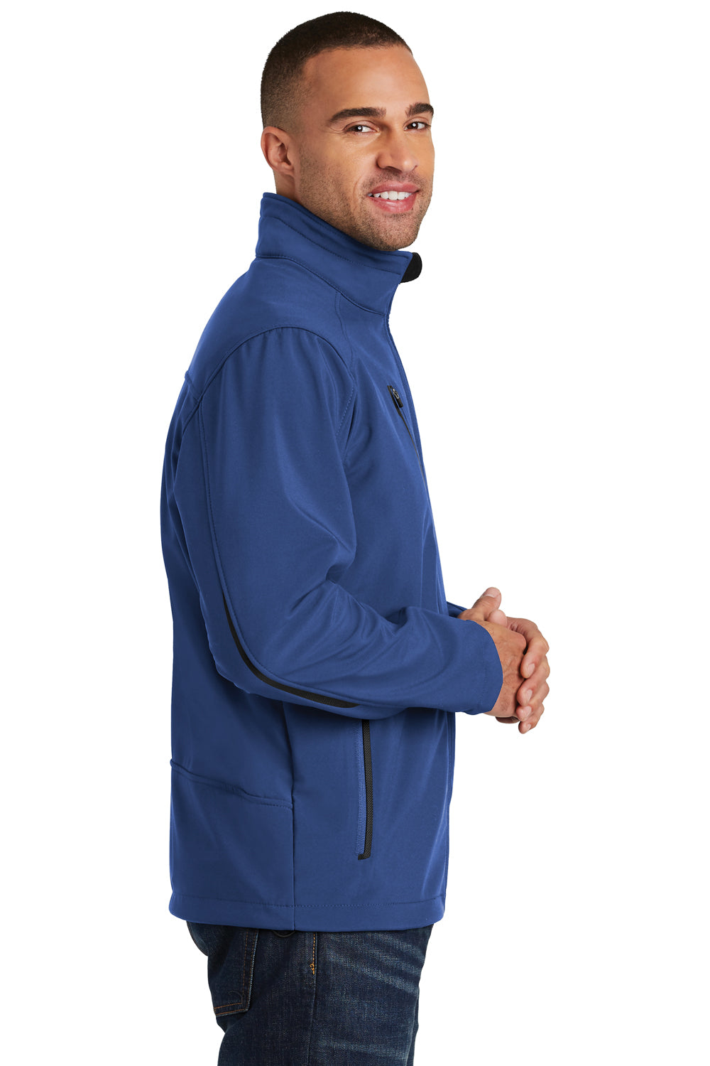 Port Authority J324 Mens Welded Wind & Water Resistant Full Zip Jacket Estate Blue Model Side