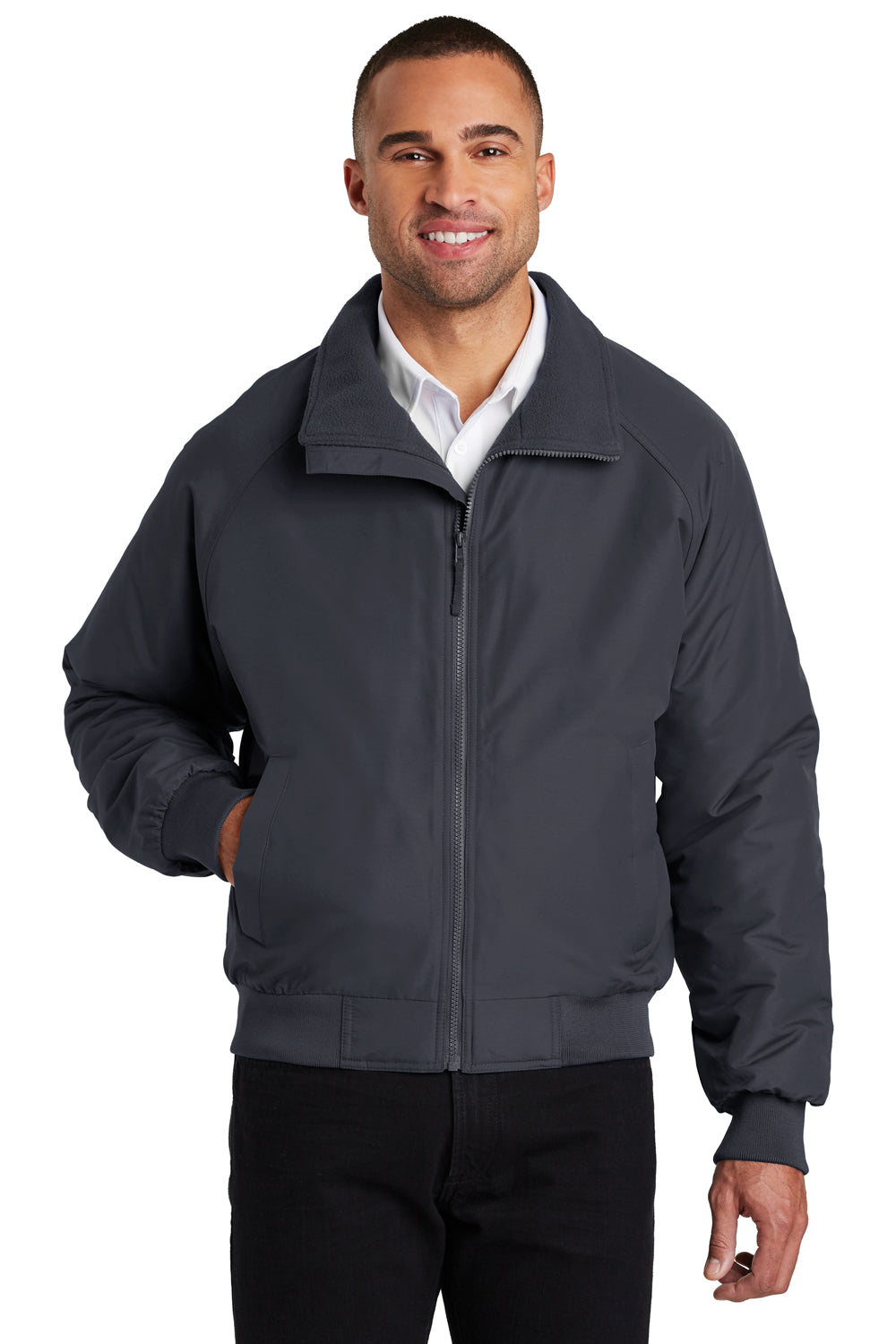 Port Authority J328/TLJ328 Mens Charger Wind & Water Resistant Full Zip Jacket Battleship Grey Model Front