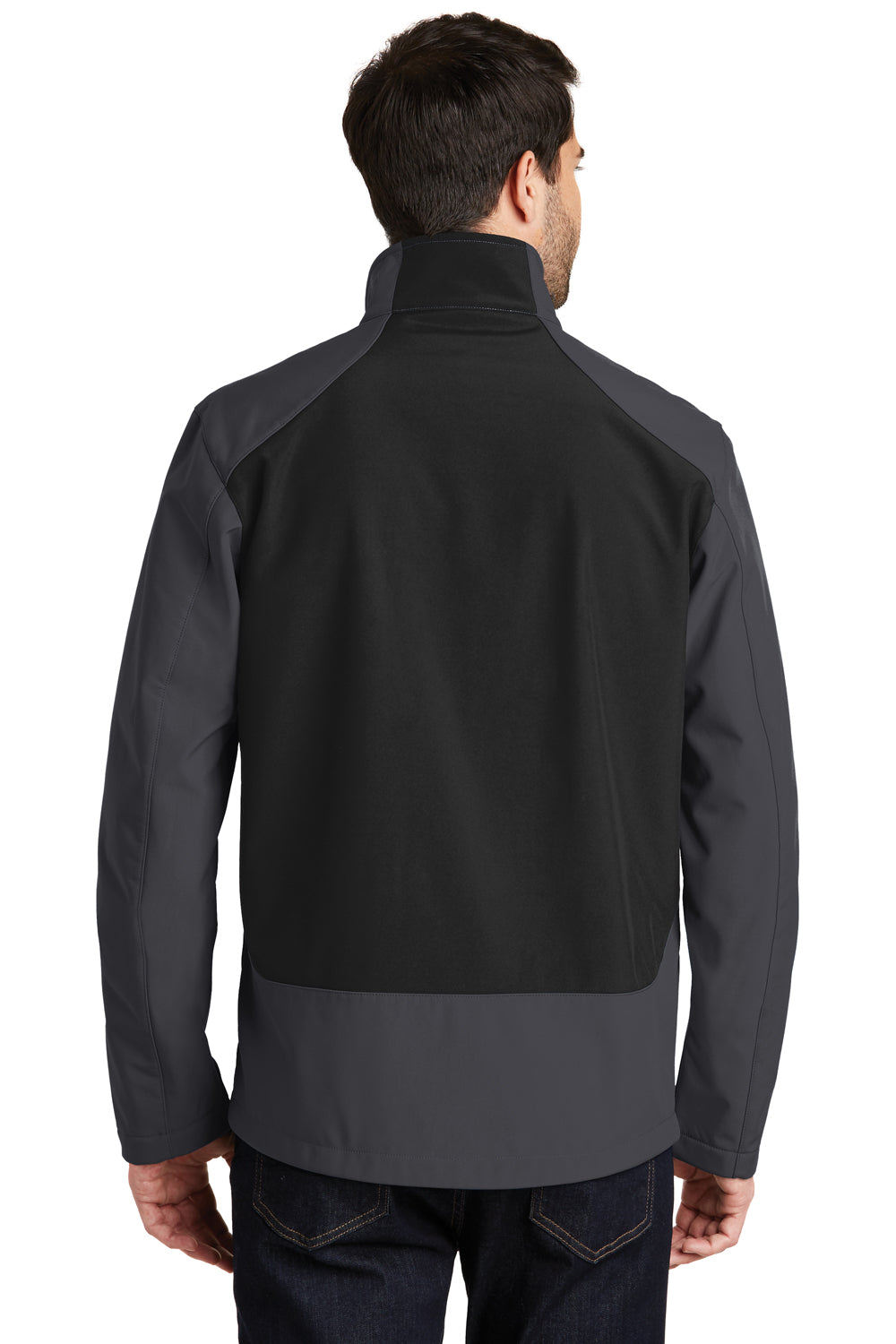 Port Authority J336 Mens Wind & Water Resistant Full Zip Jacket Battleship Grey/Black Model Back