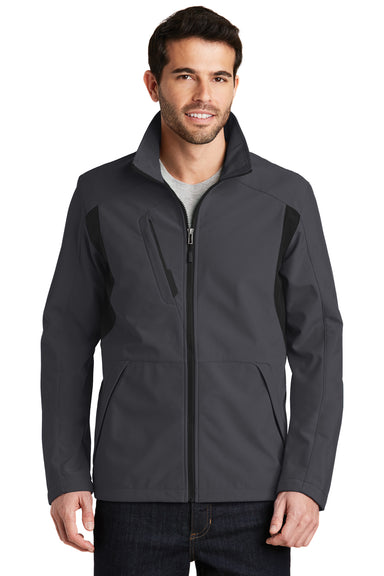 Port Authority J336 Mens Wind & Water Resistant Full Zip Jacket Battleship Grey/Black Model Front