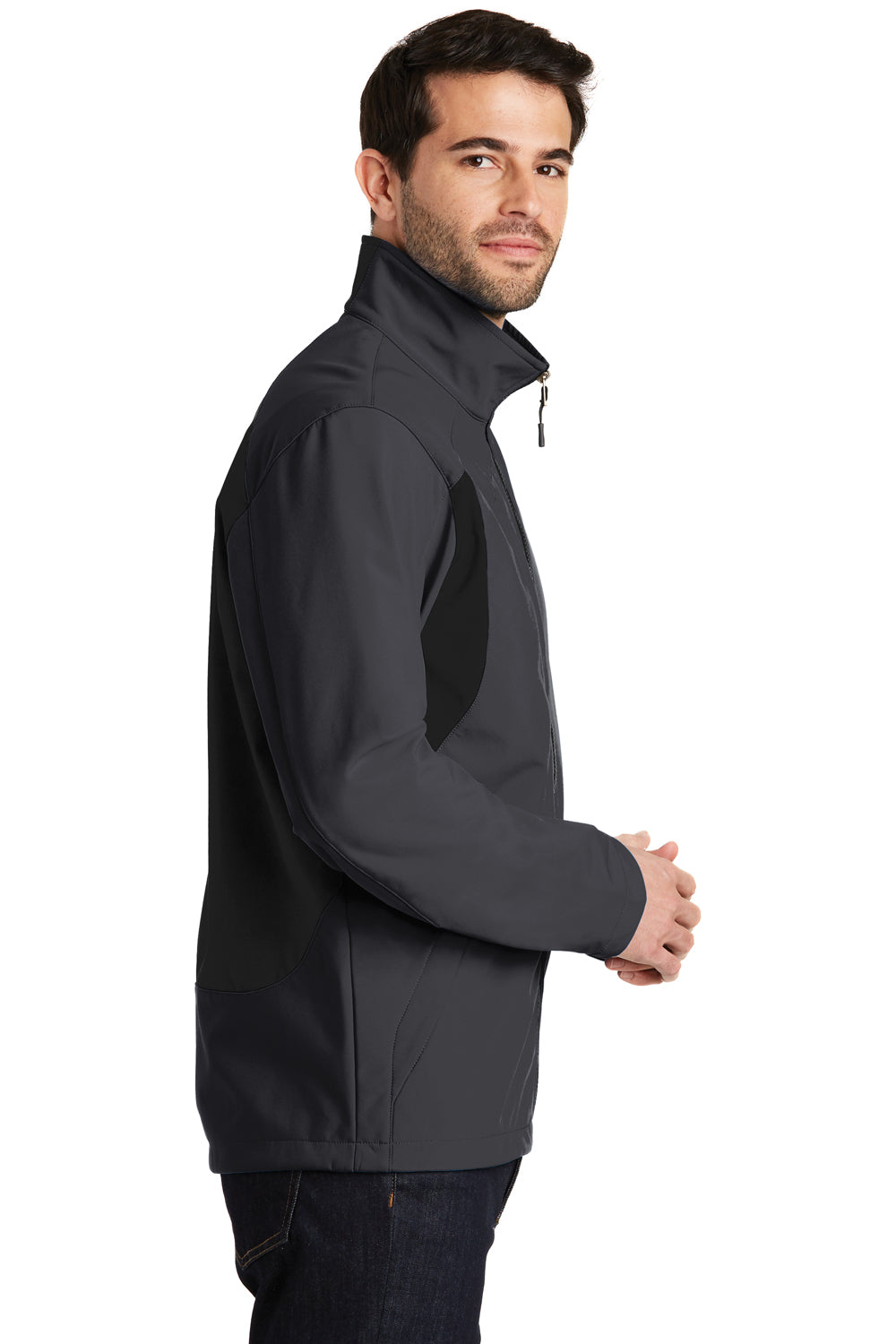 Port Authority J336 Mens Wind & Water Resistant Full Zip Jacket Battleship Grey/Black Model Side