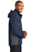 Port Authority J338 Mens Merge 3-in-1 Wind & Water Full Zip Hooded Jacket Dress Navy Blue/Steel Grey Model Side