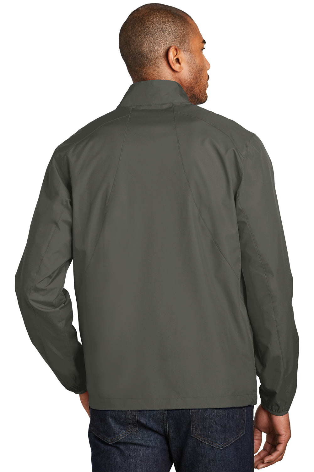 Port Authority J343 Mens Zephyr Wind & Water Resistant 1/4 Zip Jacket Steel Grey Model Back