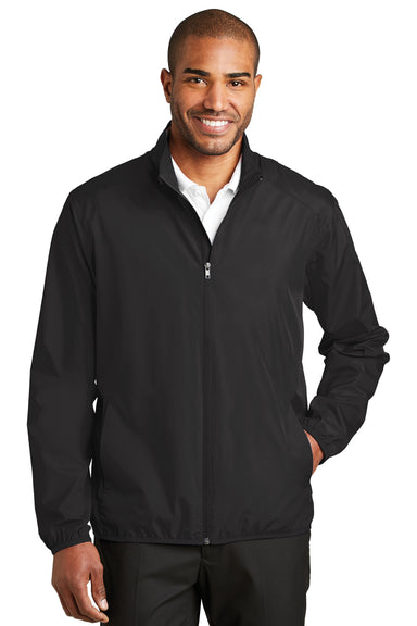 Port Authority J344 Mens Zephyr Wind & Water Resistant Full Zip Jacket Black Model Front