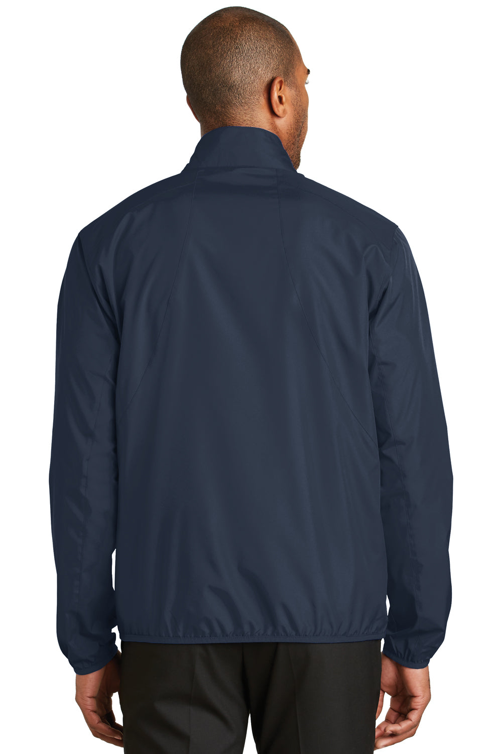 Port Authority J344 Mens Zephyr Wind & Water Resistant Full Zip Jacket Dress Navy Blue Model Back