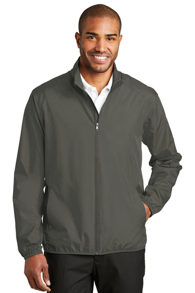 Port Authority J344 Mens Zephyr Wind & Water Resistant Full Zip Jacket Steel Grey Model Front