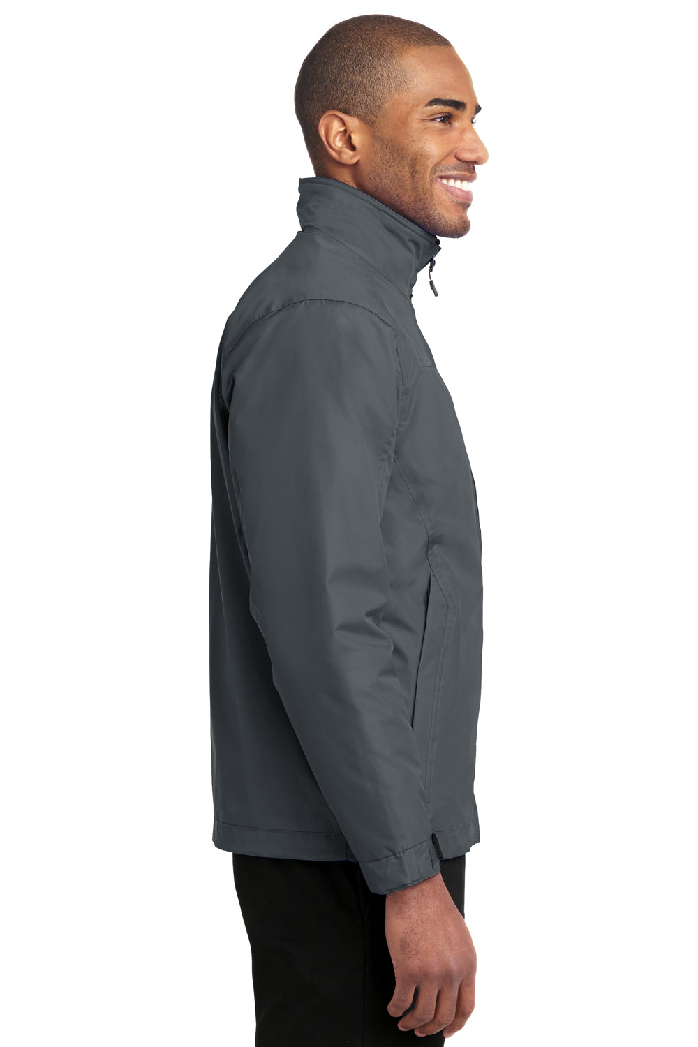 Port Authority J354 Mens Challenger II Wind & Water Resistant Full Zip Jacket Steel Grey/True Black Model Side