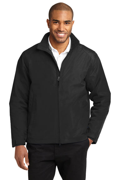 Port Authority J354 Mens Challenger II Wind & Water Resistant Full Zip Jacket Black Model Front