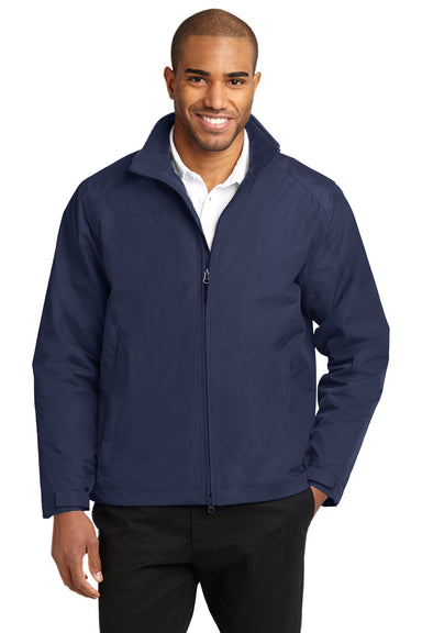 Port Authority J354 Mens Challenger II Wind & Water Resistant Full Zip Jacket True Navy Blue Model Front