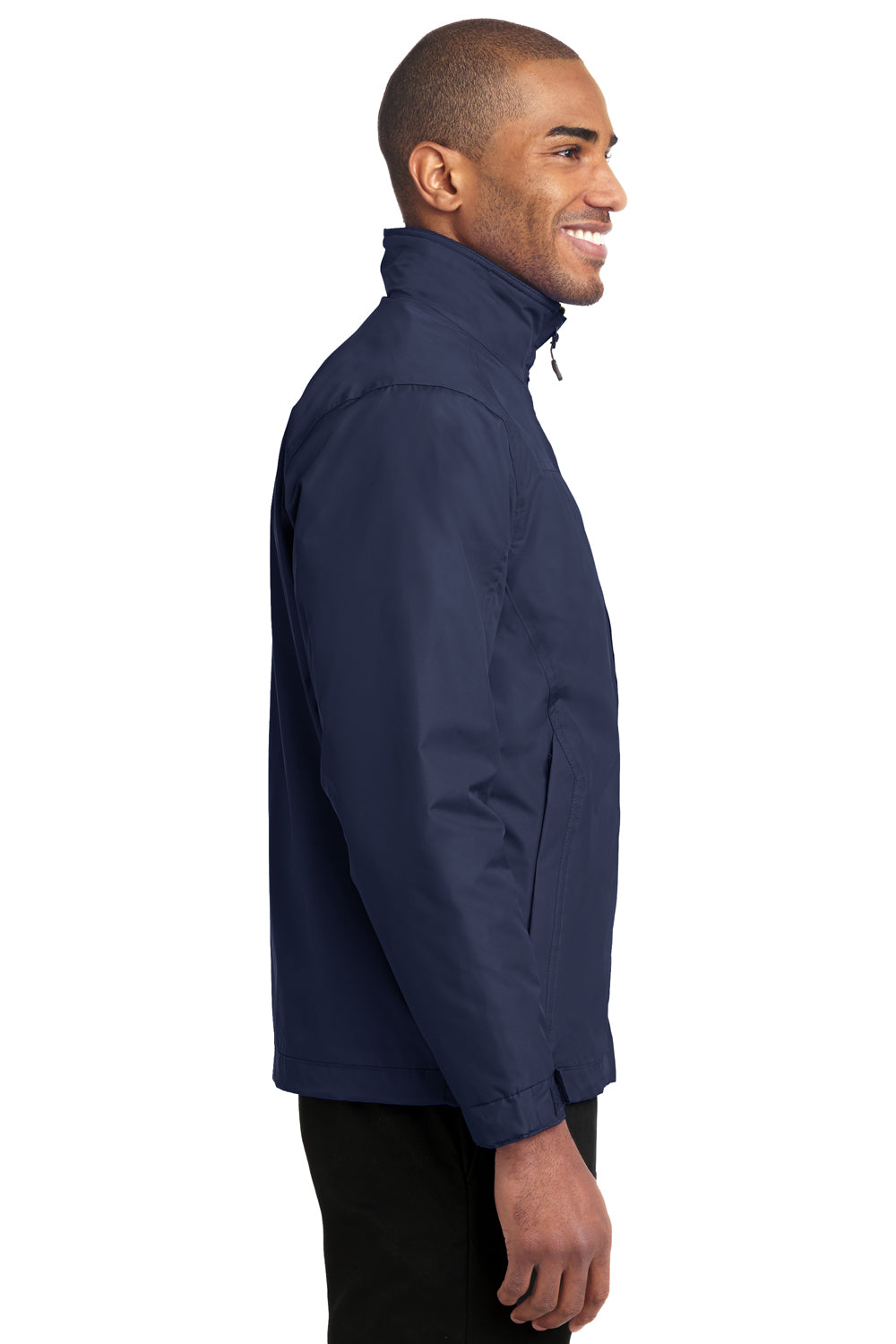 Port Authority J354 Mens Challenger II Wind & Water Resistant Full Zip Jacket True Navy Blue Model Side