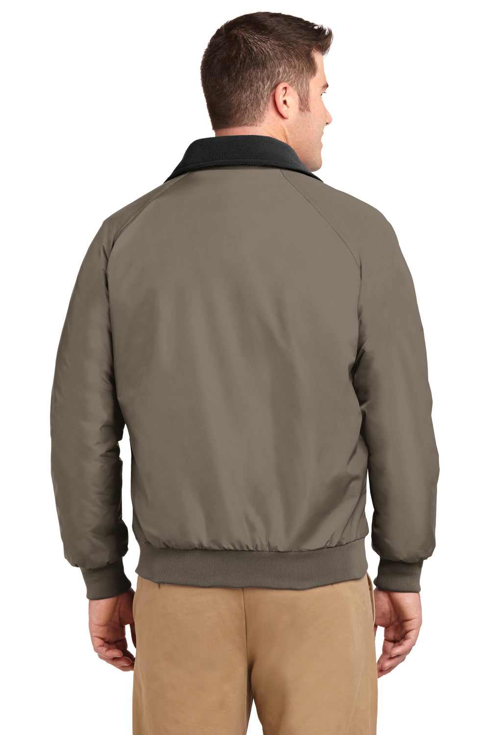 Port Authority J754/TLJ754 Mens Challenger Wind & Water Resistant Full Zip Jacket Khaki/True Black Model Back