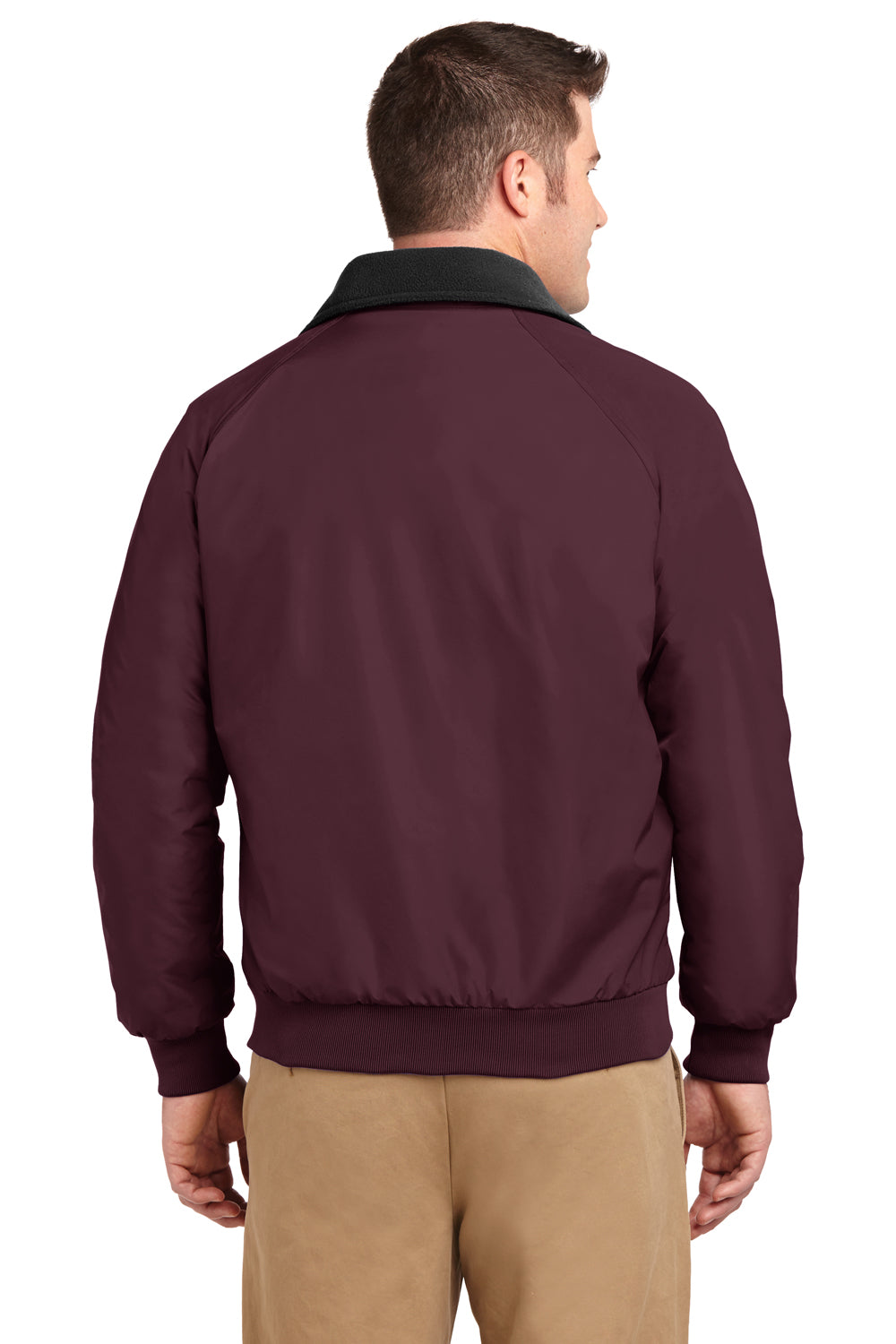 Port Authority J754/TLJ754 Mens Challenger Wind & Water Resistant Full Zip Jacket Maroon/True Black Model Back