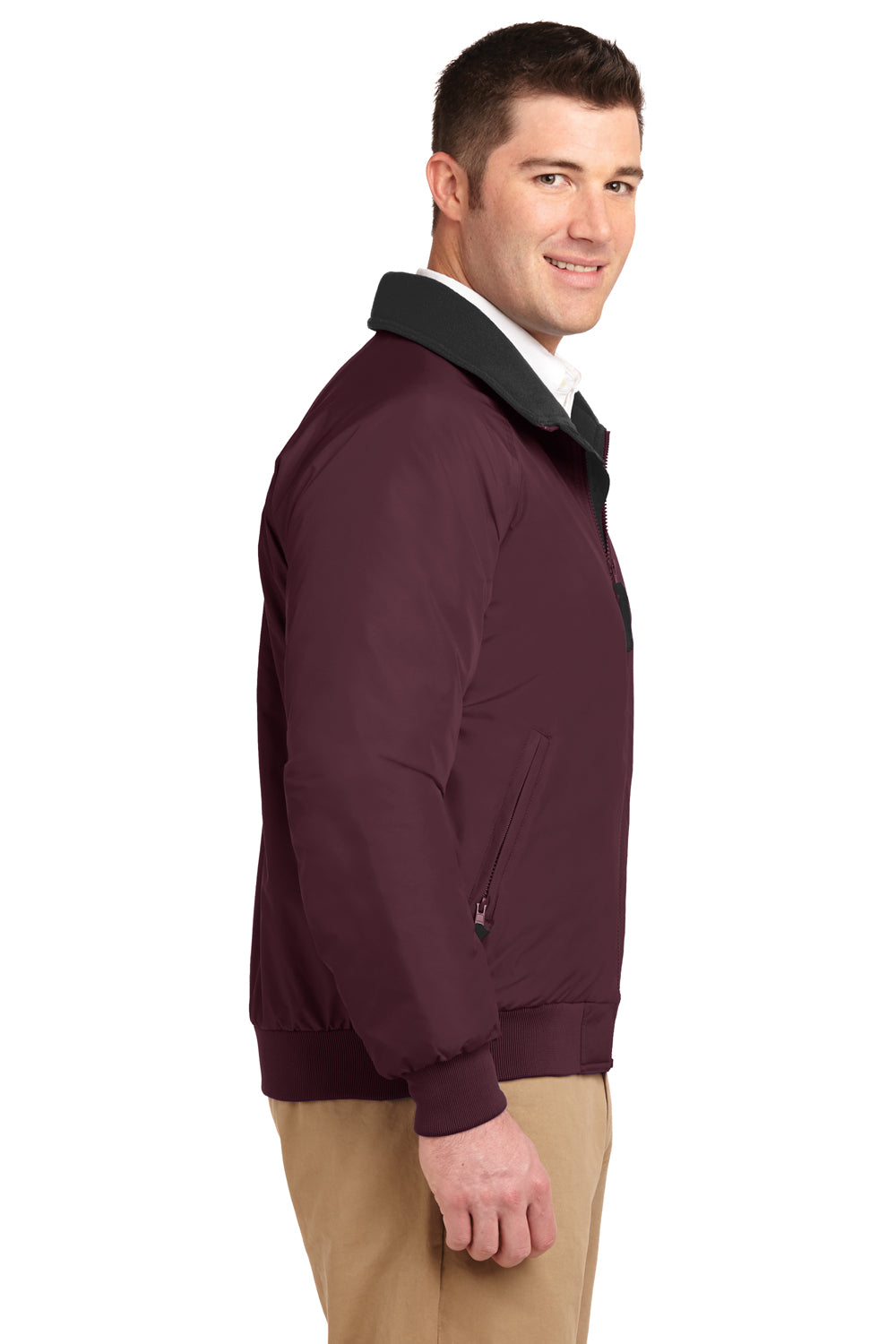 Port Authority J754/TLJ754 Mens Challenger Wind & Water Resistant Full Zip Jacket Maroon/True Black Model Side