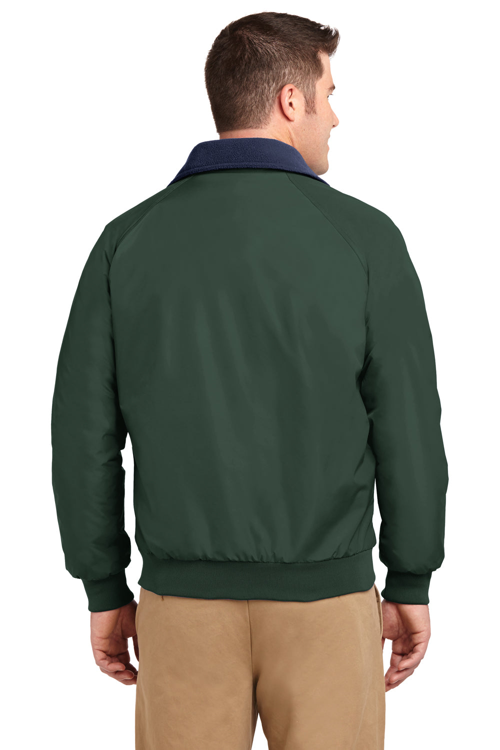 Port Authority J754/TLJ754 Mens Challenger Wind & Water Resistant Full Zip Jacket True Hunter Green/True Navy Blue Model Back