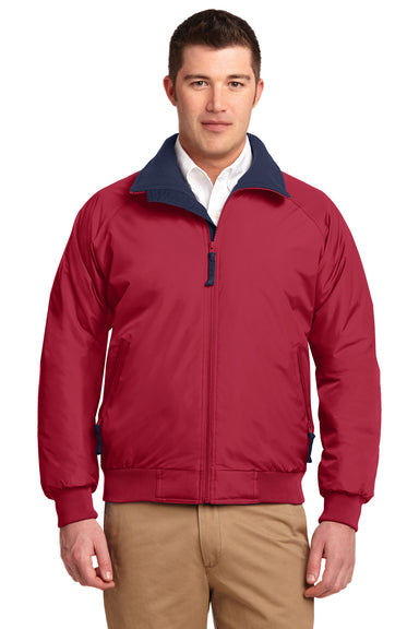 Port Authority J754/TLJ754 Mens Challenger Wind & Water Resistant Full Zip Jacket True Red/True Navy Blue Model Front