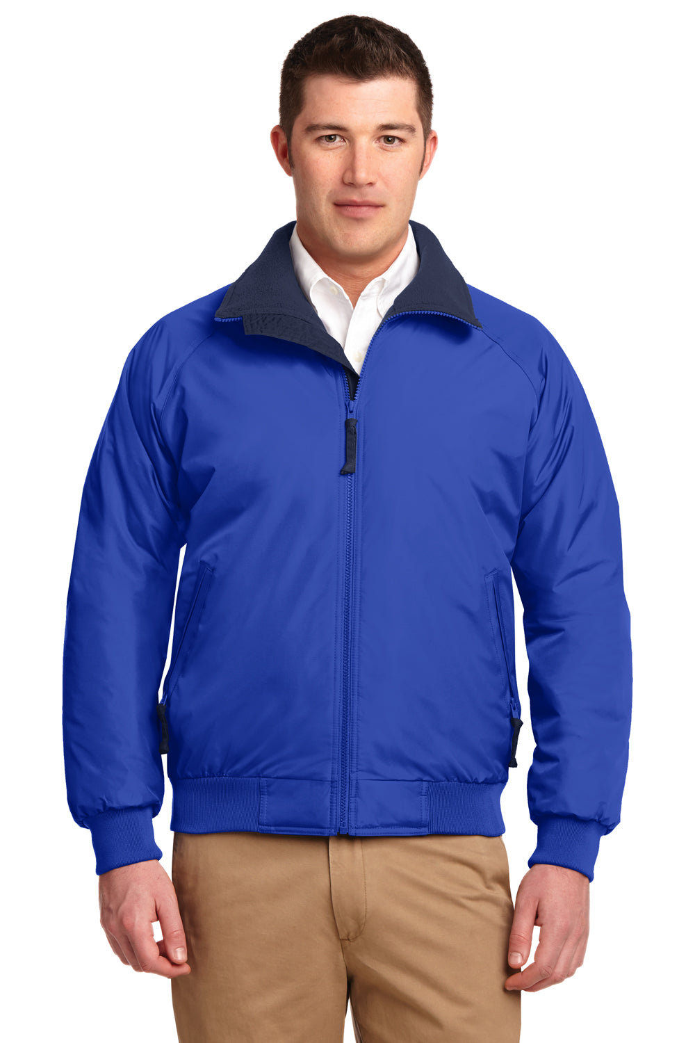 Port Authority J754/TLJ754 Mens Challenger Wind & Water Resistant Full Zip Jacket True Royal Blue/True Navy Blue Model Front