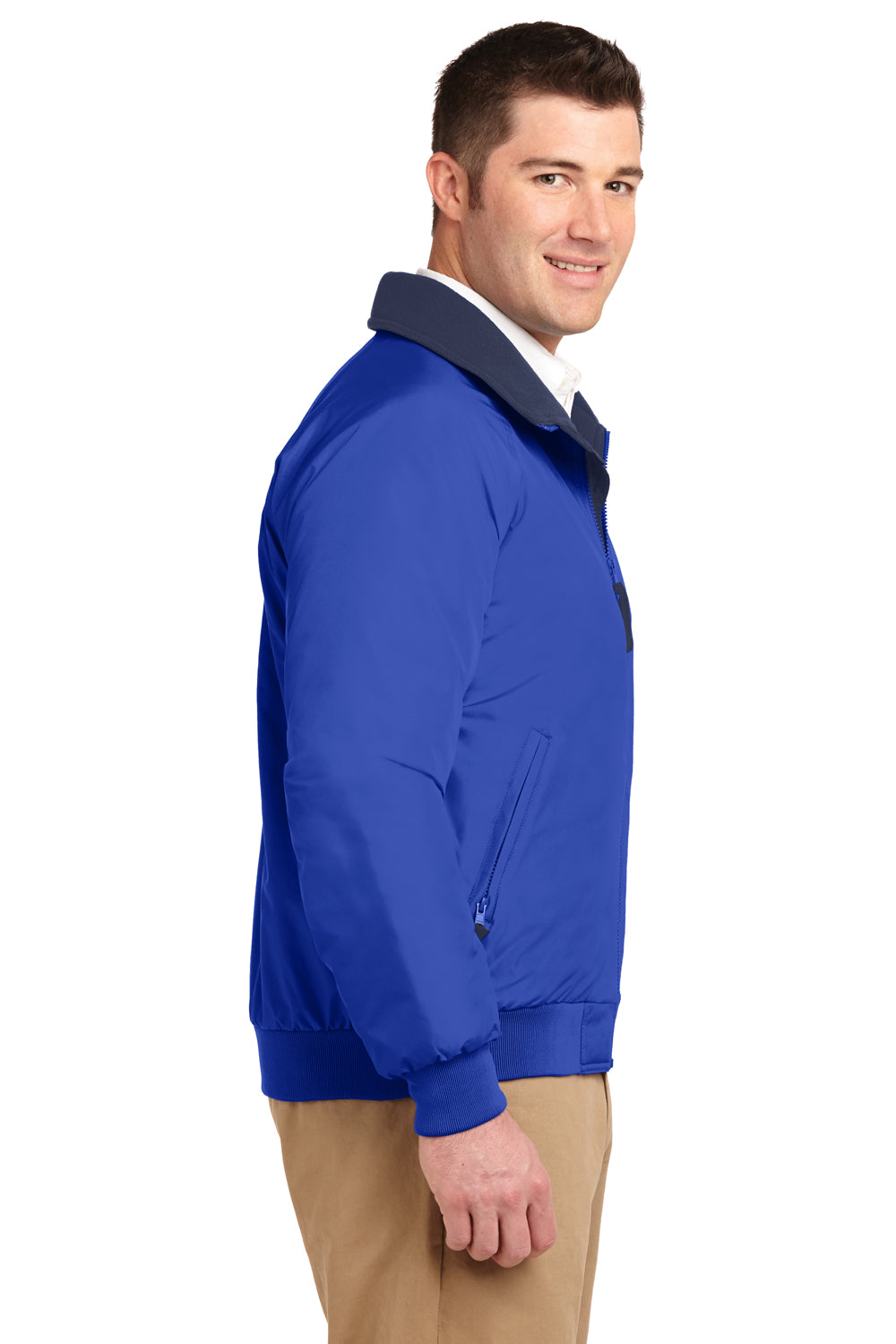 Port Authority J754/TLJ754 Mens Challenger Wind & Water Resistant Full Zip Jacket True Royal Blue/True Navy Blue Model Side