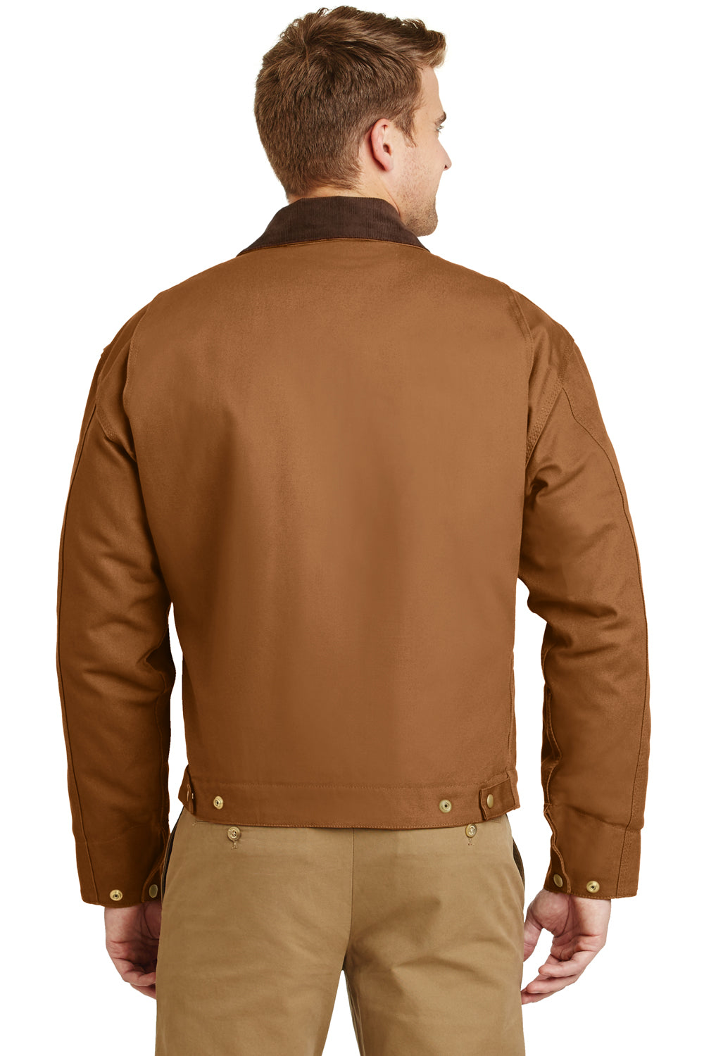 CornerStone J763/TLJ763 Mens Duck Cloth Full Zip Jacket Duck Brown Model Back