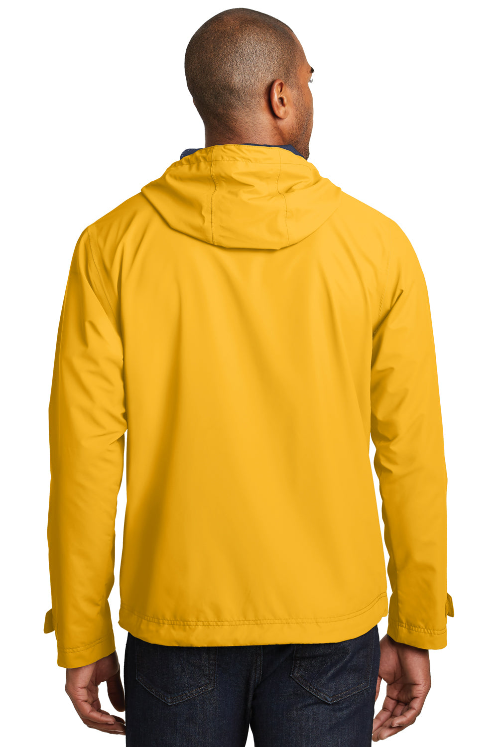 Port Authority J7710 Mens Northwest Slicker Waterproof Full Zip Hooded Jacket Slicker Yellow Model Back