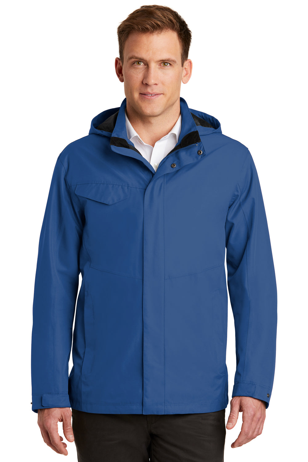 Port Authority J900 Mens Collective Waterproof Full Zip Hooded Jacket Night Sky Blue Model Front