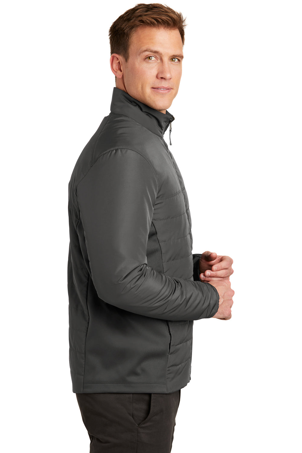 Port Authority J902 Mens Collective Wind & Water Resistant Full Zip Jacket Graphite Grey Model Side