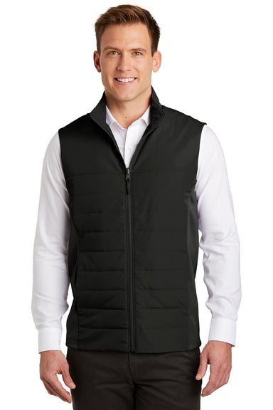 Port Authority J903 Mens Collective Wind & Water Resistant Full Zip Vest Deep Black Model Front