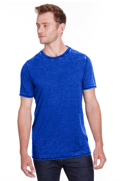 J America JA8115/8115 Mens Vintage Zen Jersey Short Sleeve Crewneck T-Shirt Twisted Royal Blue Model Front