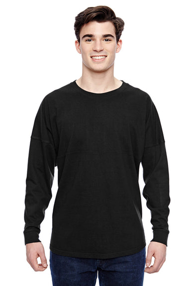 J America JA8229/8229 Mens Game Day Jersey Long Sleeve Crewneck T-Shirt Black Model Front