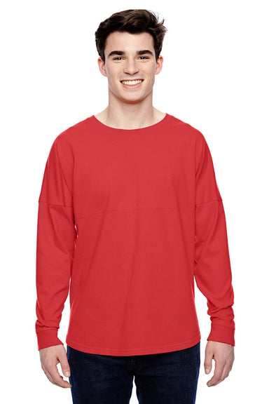 J America JA8229/8229 Mens Game Day Jersey Long Sleeve Crewneck T-Shirt Red Model Front